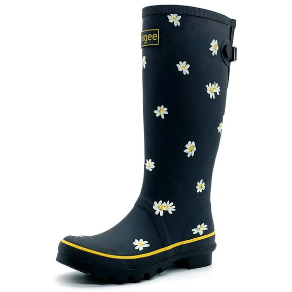 Rongee Womens Rain Boots Waterproof Outdoor Garden Boots Daisy Printed 8 (B(M) US)
