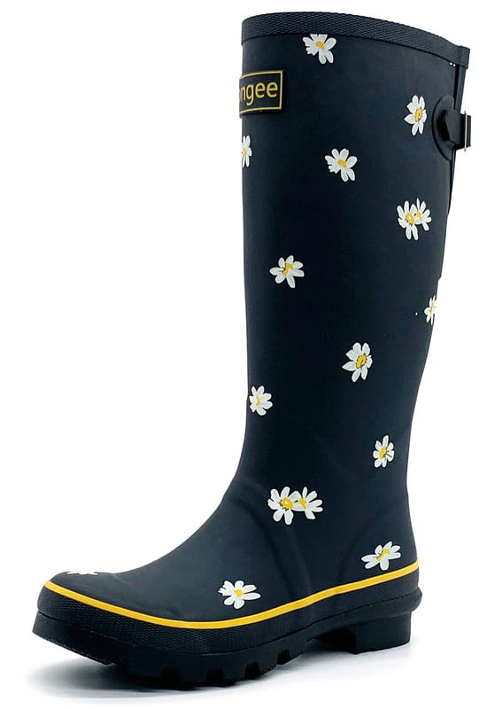 Rongee Womens Rain Boots Waterproof Outdoor Garden Boots Daisy Printed 9 (B(M) US)