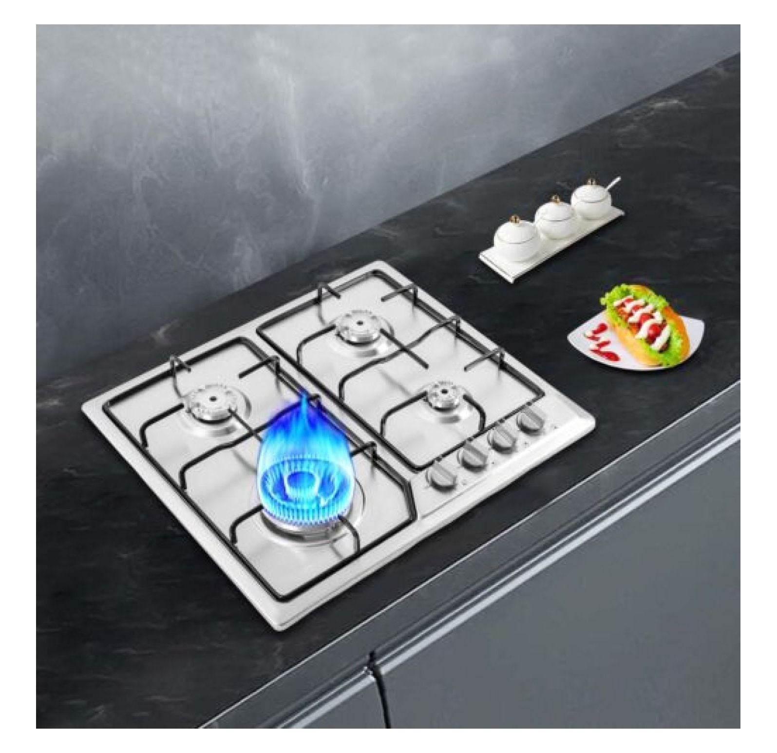 Rongfun 4 Burners Builtin Stove Propane GAS LPG/NG Countertop Gas