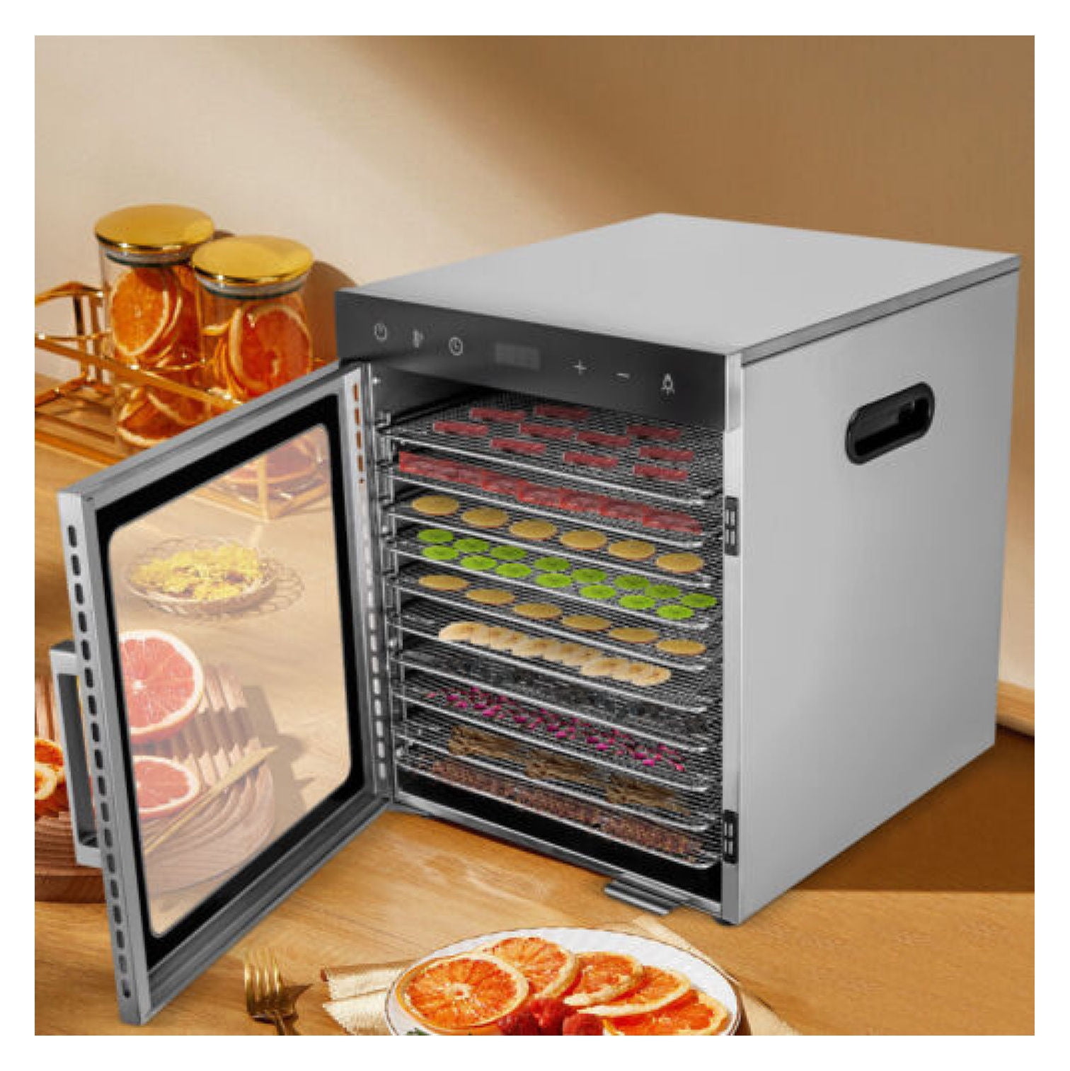 Stainless Steel 10-Tray Adjustable Thermostat Food Dehydrator