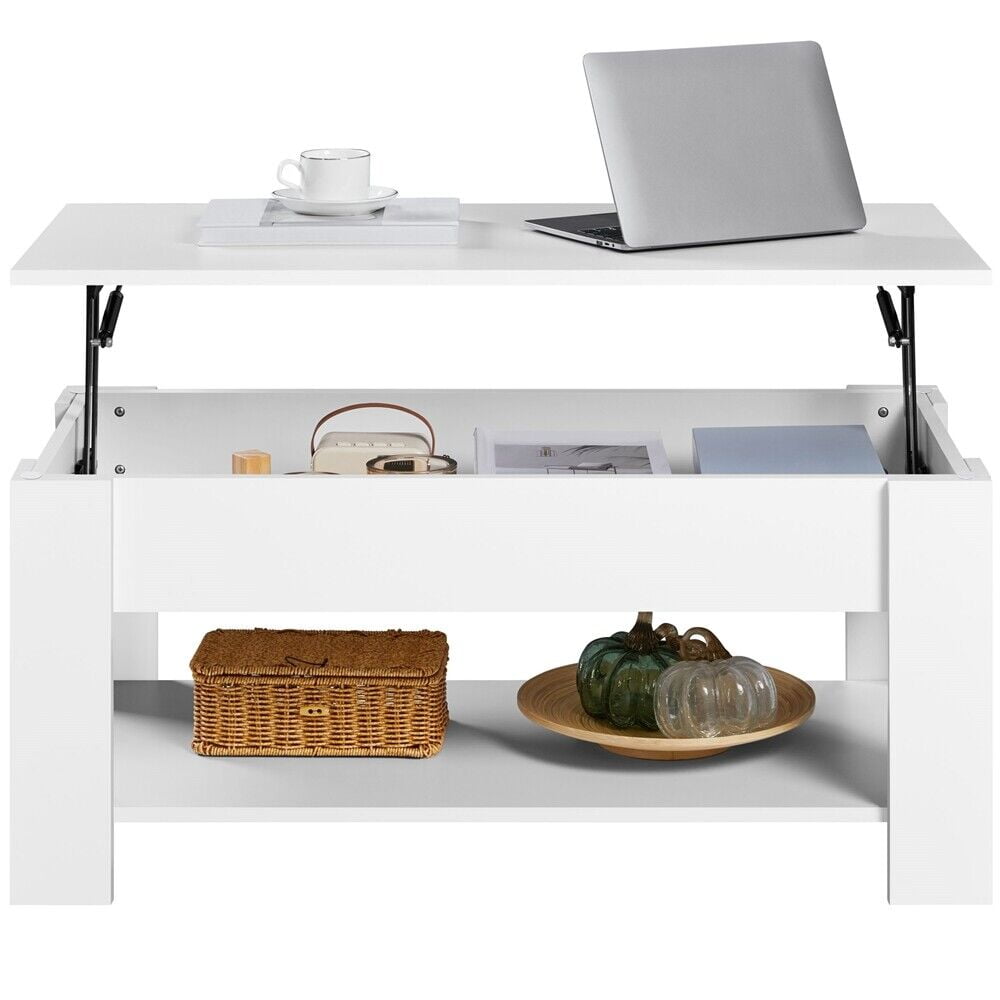 Lift Top Coffee Table with Pop Up Hidden Compartment, Rustic Brown main image 1