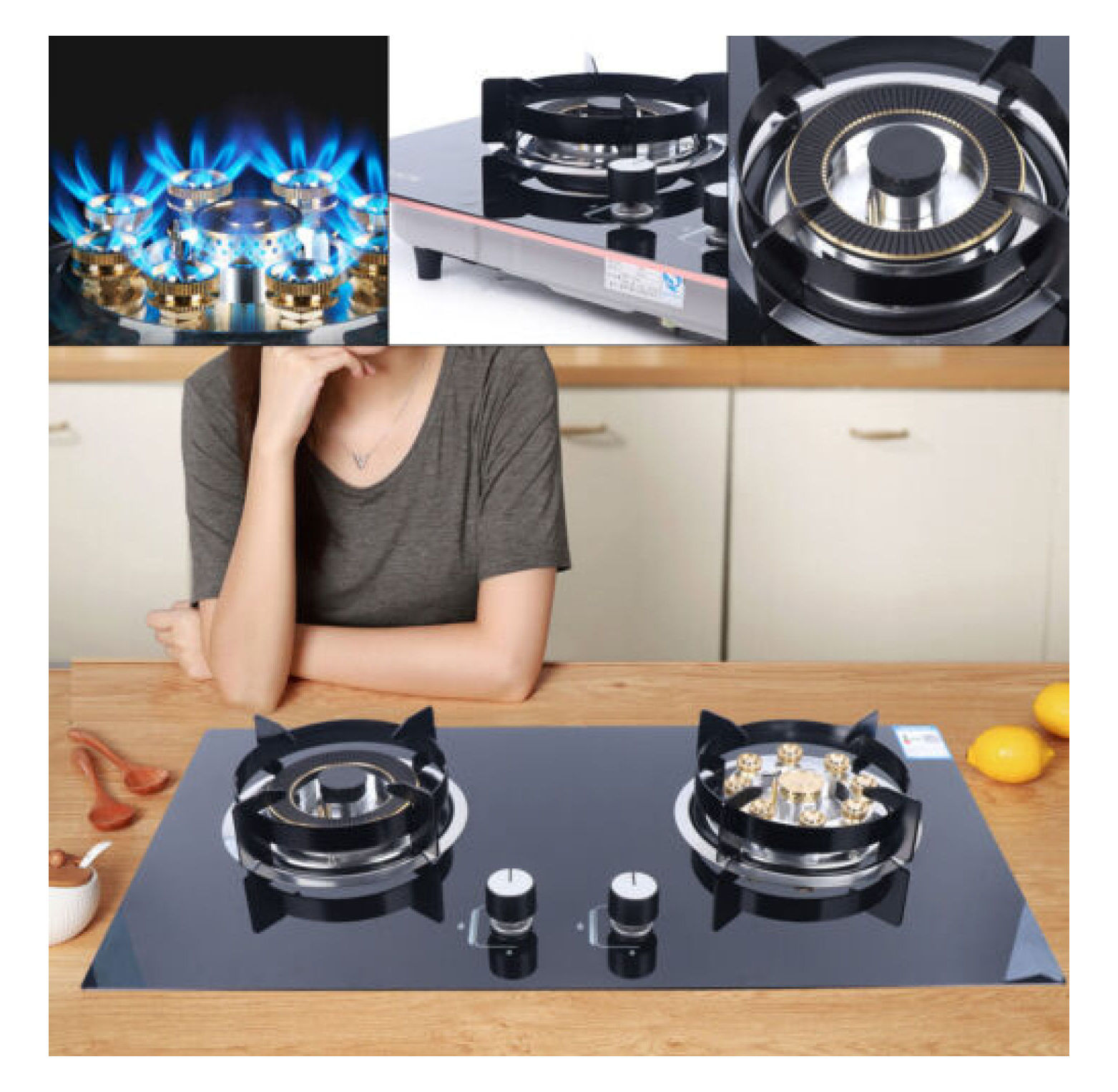 Rongfun USA 2 Burners Kitchen Gas Cooktop Stove Top Builtin Natural