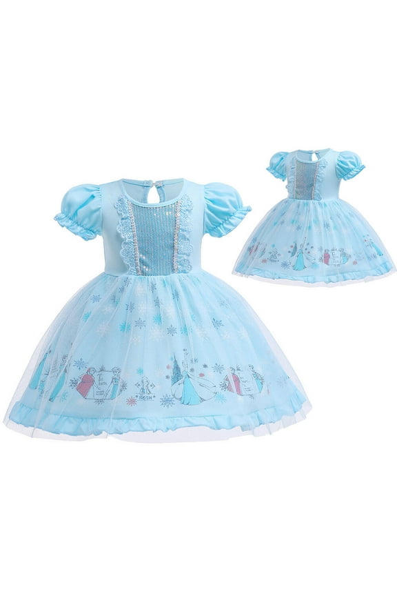 12M-6T Little Girls Elsa/Cowgirl Dress Halloween Fancy Party Tulle Skirt