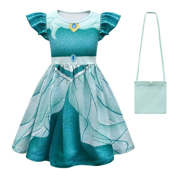 Rongking Girls Jasmine Cosplay Dress Cartoon Halloween Costume Outfit 2-8T