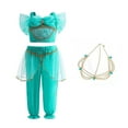 thumbnail image 1 of Rongking Girls Jasmine Costume Set Halloween Fancy-Dress Princess Outfit for 3-7T, 1 of 7