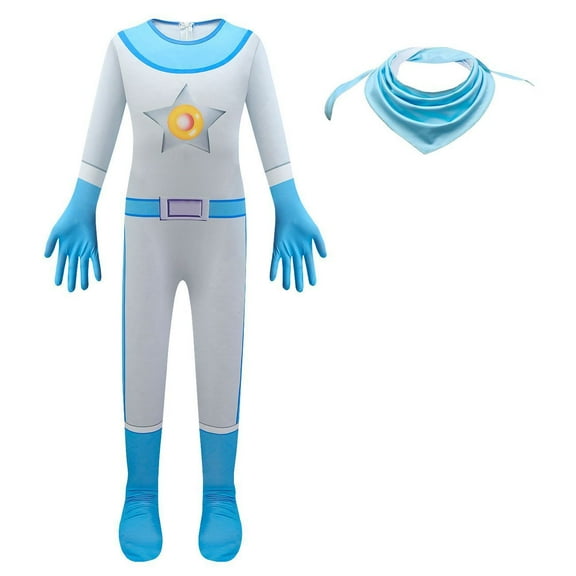 Rongking Girls Princess Peach Costume Bodysuit Halloween Cosplay Jumpsuit W/Scarf for 3-9Y