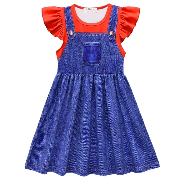 Rongking Girls Super Brothers Costume Dress Halloween Fancy-Dress for 3-9Y