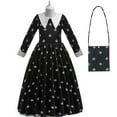 thumbnail image 1 of Rongking Girls Wednesday Floral Cosplay Dress Halloween Gothic Costumes W/Bag for 4-10Y, 1 of 6