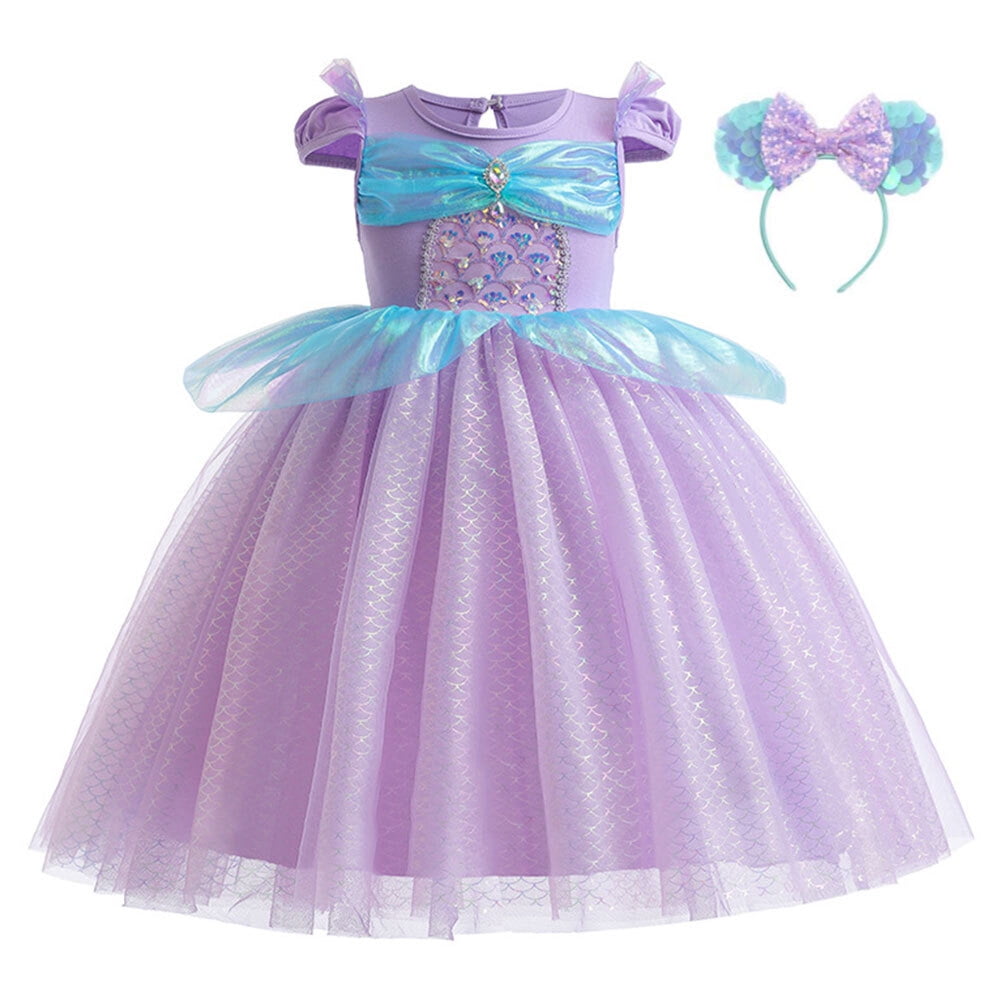 Rongking Mermaid Costume Princess Dress for Little Girls Short Sleeve Birthday  Dress Gown for 3-7Y - Walmart.com