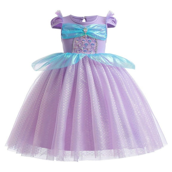 Rongking Mermaid Costume Princess Dress for Little Girls Short Sleeve Birthday Dress Gown for 3-7Y