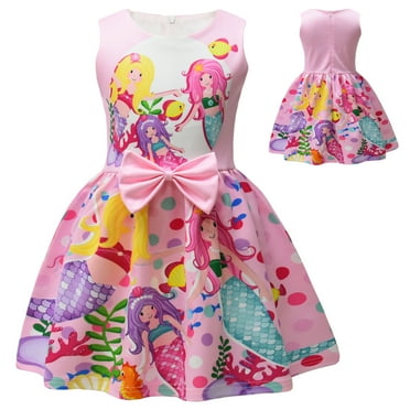 Rongking Mermaid Dress for Girls Sleeveless Sundress Twirling Princess Midi Dress for 3-8Y