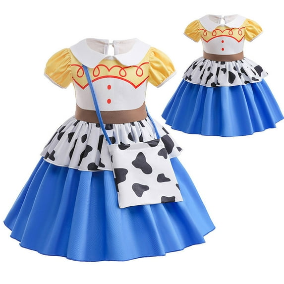 Rongking Princess Elsa/Cowgirl/Anna Dress for Toddler Girls, Birthday Fancy-Dress w/Bag for 12M-6T