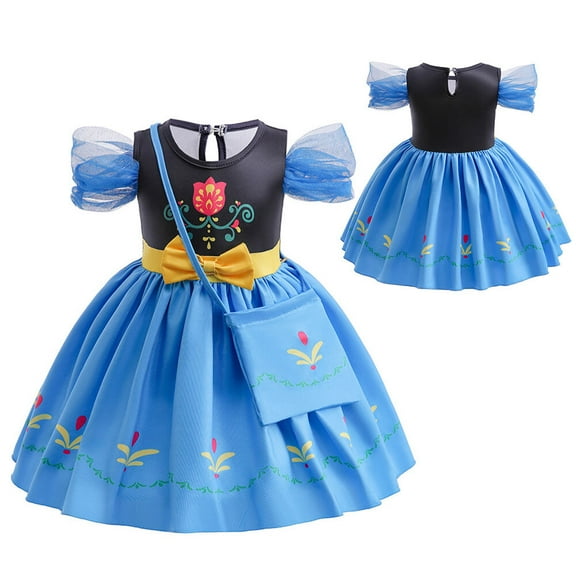 Rongking Princess Elsa/Cowgirl/Anna Dress for Toddler Girls, Birthday Fancy-Dress w/Bag for 12M-6T