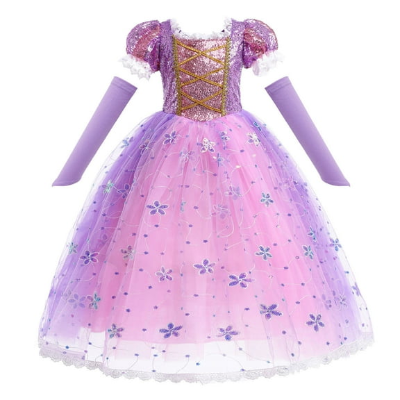Rongking Sofia Fancy-Dress Costumes for Girls with Puffy Sleeves for Ages 3-8, Size 3-8