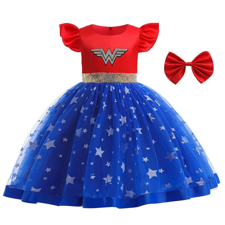 Rongking Superhero Costume Dress for Little Girls Halloween Fancy