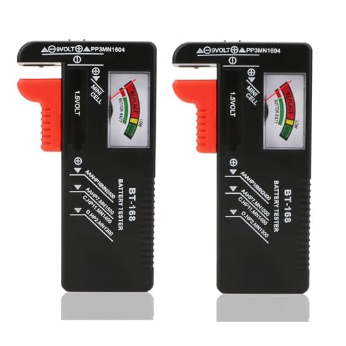 Rongon Battery Tester for AA/AAA/C/D/9V,Universal Battery Checker with LCD Screen,Household & Automotive Battery Meter,Tests 1.5V Button Cells (2 Pack)‌
