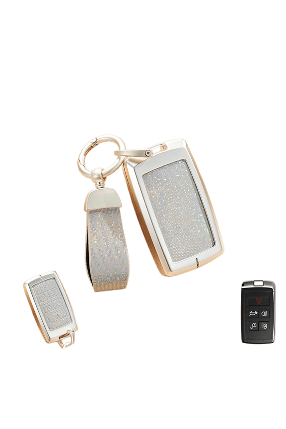 Zinc Alloy Colorful Key Box. Zinc alloy key cover with keychain for Jaguar XE XJ XF and Land Rover Sport Velar Evoque Defender Discovery. Silver/Brown/Pink