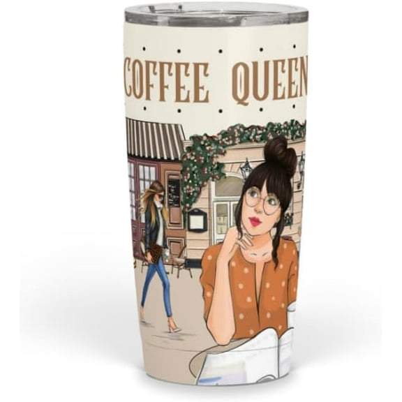 Rongrong Coffee Queen Tumbler for Coffee Enthusiasts Perfect Blend of Style, Functionality, and Durability Ensuring Your Brew Stays Hot or Cold 20 Oz Stainless Steel