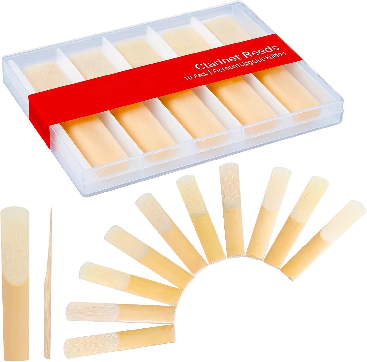 Rongsi 10 Pack Clarinet Reeds 2.5 Strength for Beginner and Player ...