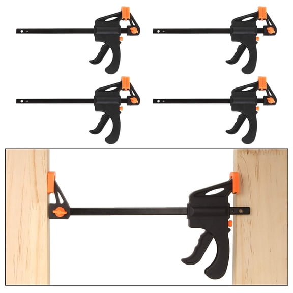 Rongsi 4-Pack 4 Inch Quick Grip Bar Clamps, One-Handed Trigger Woodworking Clamps & Spreader Tool Set, 65lbs Clamping Force for DIY Projects
