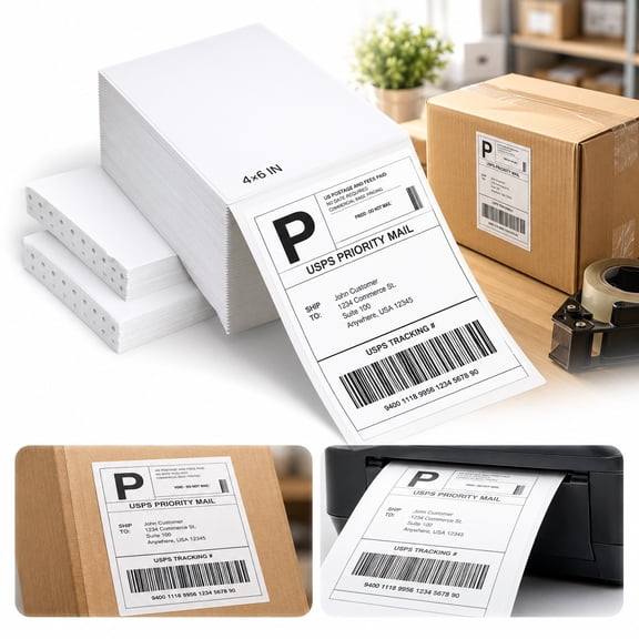 Rongsi 4x6 Thermal Labels, Shipping Labels, Strong Adhesive Thermal Label, White Printer Paper/Label