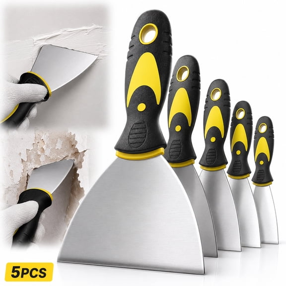 Rongsi 5Pcs Putty Knife Set, 1" 2" 3" 4" 5" Scraper, Spackle Knife, Paint Scraper, Scraper Tool, No Rusting, Perfect For Repairing Drywall, Removing Wallpaper, Mud, Plaster Scraping