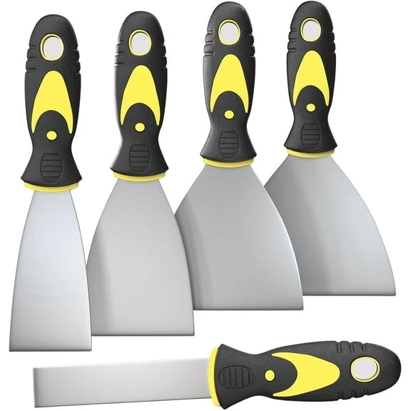 Rongsi 5Pcs Putty Knife Set, 1" 2" 3" 4" 5" Scraper, Spackle Knife, Paint Scraper, Scraper Tool, No Rusting, Perfect For Repairing Drywall, Removing Wallpaper, Mud, Plaster Scraping