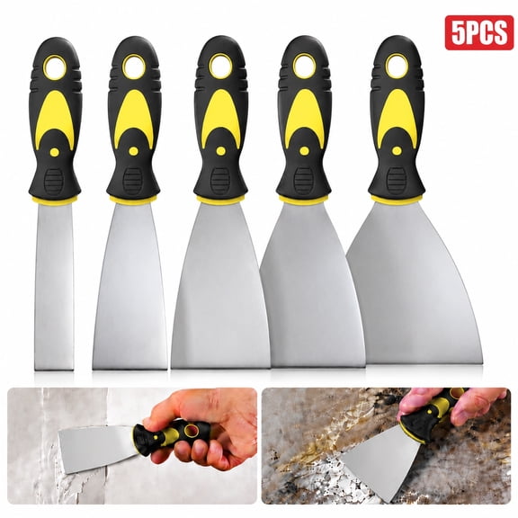 Rongsi 5Pcs Putty Knife Set, 1" 2" 3" 4" 5" Scraper, Spackle Knife, Paint Scraper, Scraper Tool, No Rusting, Perfect For Repairing Drywall, Removing Wallpaper, Mud, Plaster Scraping