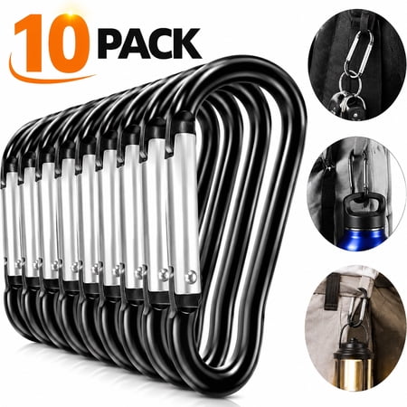 10Pack Aluminum Keychain Carabiner Spring Clip D Shape Hook Durable Sport Accessories