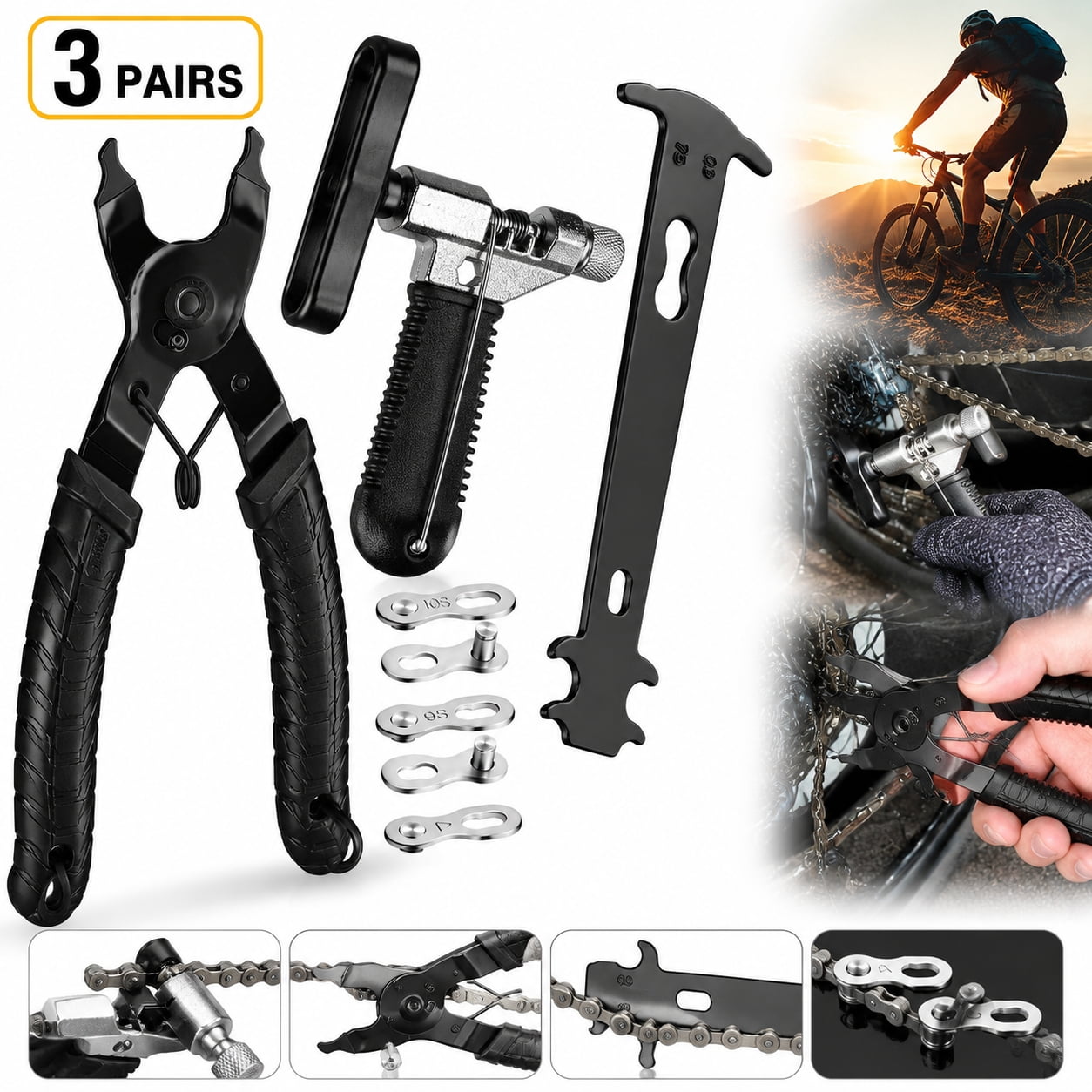 Rongsi Bike Link Plier,Chain Breaker Splitter Tool, Chain Checker,3 ...