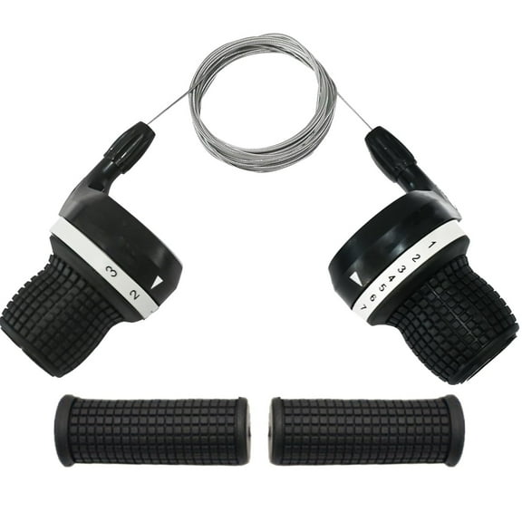 Rongsi Bike Shifter Lever, 3X7 Speed Grip Shift MTB Bike 21S DIP Bicycle Twist Gear Shifter, Mountain Bike Shifter with Window Display Shift Cable for Mountain Bike Commuter Bike Folding Bike(2Pcs)