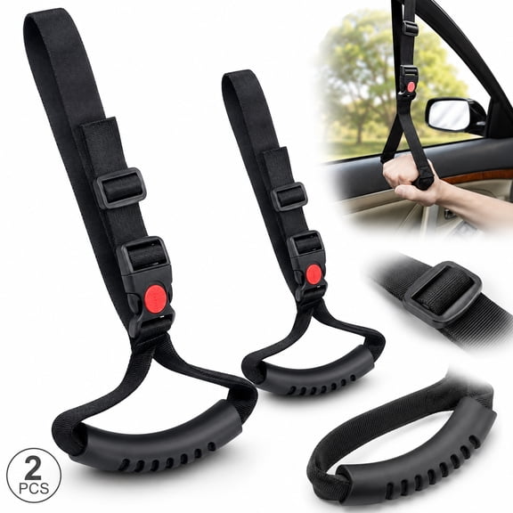 Rongsi Car Handle 2 Piece Portable Automotive Handle Assistance Mobility Aid Adjustable Auto Assist Grab Bar Vehicle Seat Transfer Handles Handicapped Accessories for Able Elder - Black