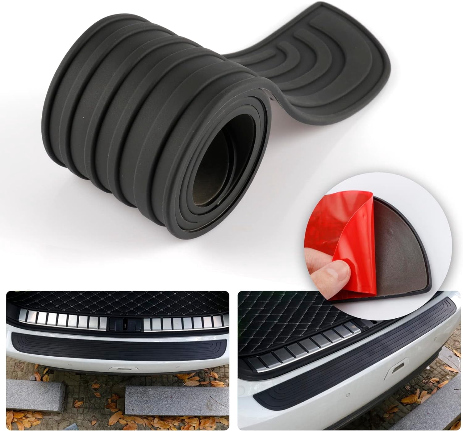 Universal Rear Bumper Guard Protector – Black Rubber Sheet, Self-Adhesive, 35.4" 5 thumbnail image