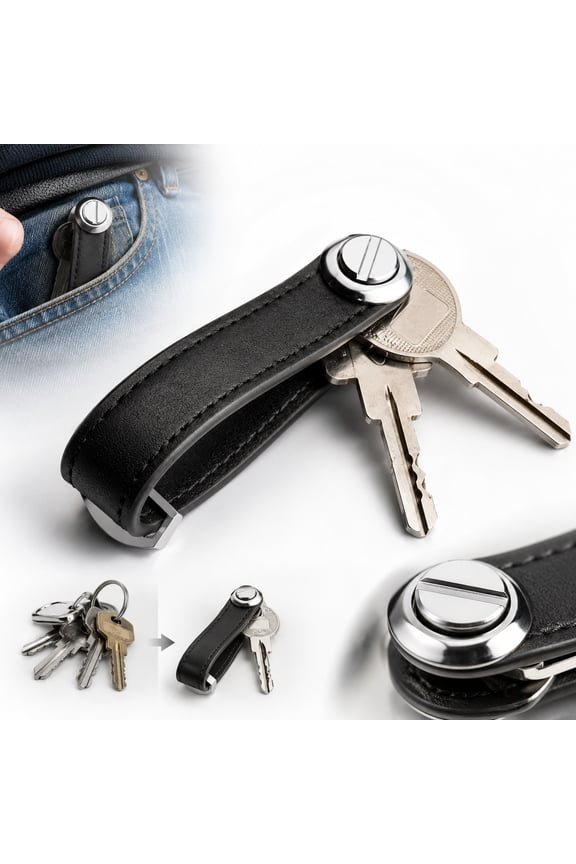 Compact Key Holder - Stylish & Practical Pocket Key Organizer With Secure Locking Mechanism. (Black)