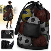 Rongsi-Extra Large Soccer Ball Bag, 40" x 30" Drawstring Mesh Ball Bag with Pocket, Heavy Duty Sport Net Sack for Coaches, Storage Bag for Basketball, Volleyball, Gym Equipment, Swimming Gear