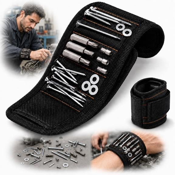 Rongsi Magnetic Wristband for Holding Screws - HVAC Tools Gifts for Men Who have Everything - Wrist Magnet Tool or Screw Holder for Handyman, Tech Geek, Mechanic