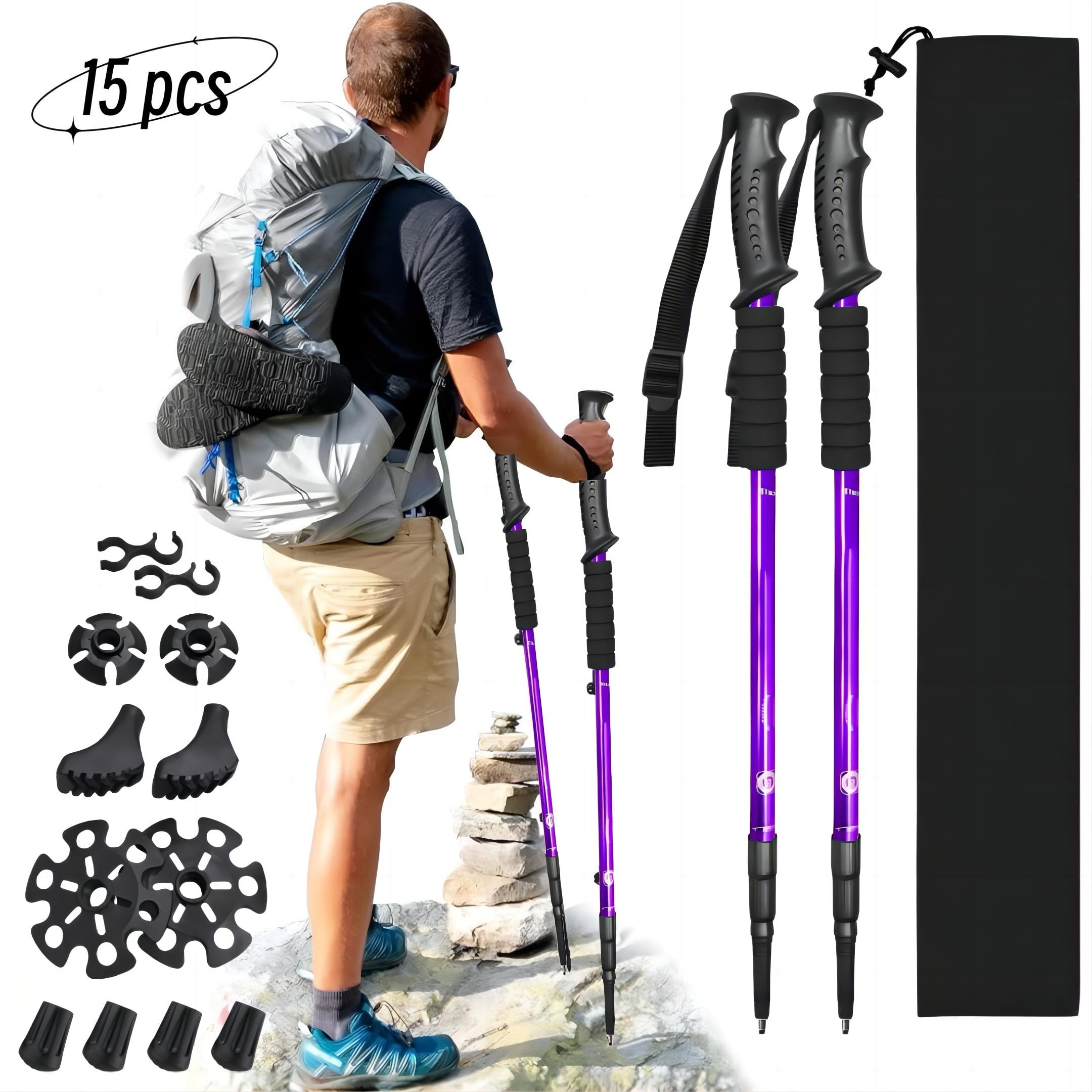 Rongsi Nordic Walking Trekking Poles 2 Sticks with Anti Shock and Quick Lock System Telescopic Collapsible for Hiking Camping Mountaineering