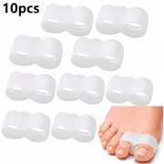 Rongsi Pack of 10 Bunion Corrector, Toe Separators with 2 Loops, Big Toe Spacer Suitable for Bunion and Overlap Toe White