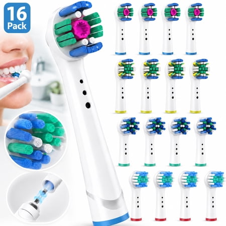 Rongsi Replacement Brush Heads for Oral B Compatible Electric Toothbrush Heads, Includes 4 Precision, 4 Floss, 4 Cross and 4 White - 16 Pack