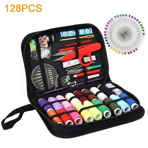 Rongsi 128 Pcs Sewing Kit, Hand Sewing Kits with Scissors, Thimble, Thread, Tape Measure, Case Buttons & Tools, Sewing Kits for Adults