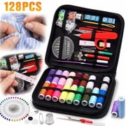 Rongsi 128 Pcs Sewing Kit, Hand Sewing Kits with Scissors, Thimble, Thread, Tape Measure, Case Buttons & Tools, Sewing Kits for Adults