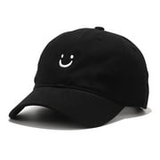 Rongsi Smile Face Baseball Cap for Women Men Adjustable Low Profile Unstructured Cotton Dad Hat  black