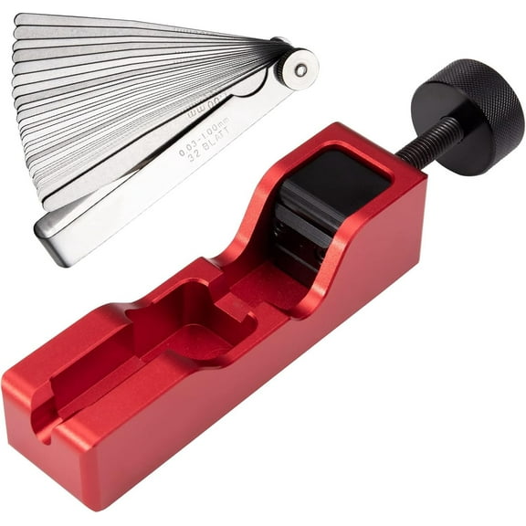 Rongsi Spark Plug Gap Tool with 32 Blade Steel Feeler Gauge, Universal Gapping Tool for Most 10mm 12mm 14mm 16mm Thread Spark Plugs, Spark Plug Tool,Red