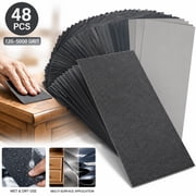 Rongsi sand Paper, 48 PCS Sandpaper, 120 to 5000 Assorted Grit Sandpaper Sheets, 9 x 3.6 Inch Premium Wet Dry Sandpaper for Wood Furniture Finishing, Metal Sanding, Automotive Polishing