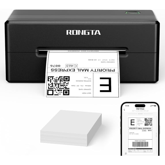 Rongta 4x6 Bluetooth Thermal Shipping Label Printer, Wireless Shipping Label Maker | Compatible with Windows/Mac/Android/iOS (Black)