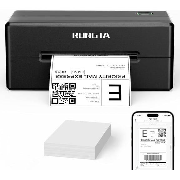 Rongta 4x6 Bluetooth Thermal Shipping Label Printer, Wireless Shipping Label Maker for Amazon FBA, Shopify, FedEx | Compatible with Windows/Mac/Android/iOS (Black)