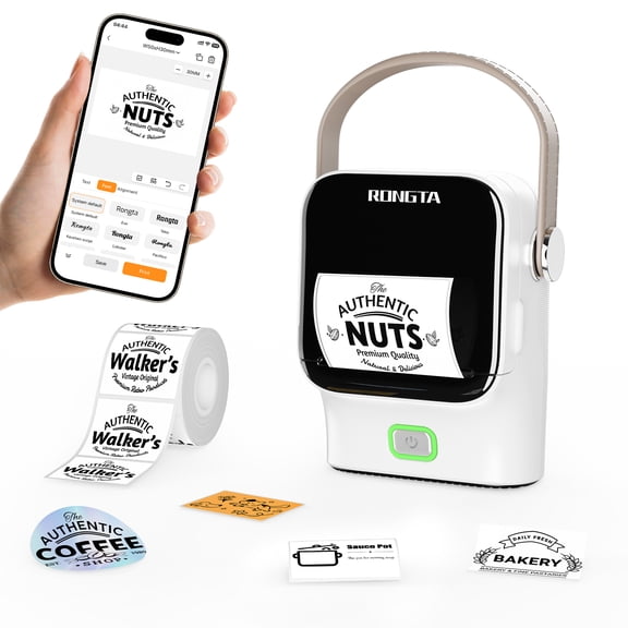 Rongta Bluetooth Label Maker Machine with Tape,Portable Wireless Labeler Home School Supplies,White