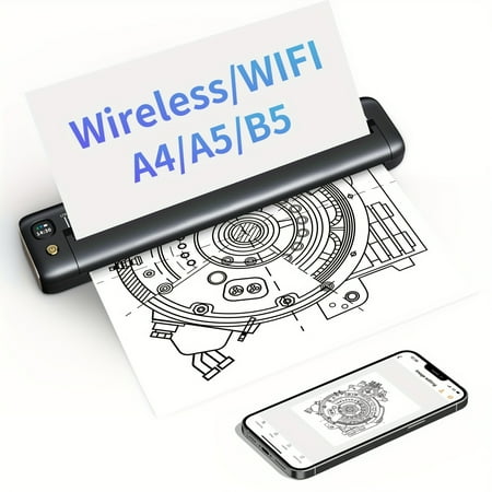 Rongta F81 Portable Thermal Printer, Wireless And Inkless Printing for Smartphones, Laptops, A4/Letter Support, 203 DPI High Resolution, And Travel-Friendly