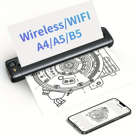 Rongta F81 Portable Thermal Printer, Wireless And Inkless Printing for Smartphones, Laptops, A4/Letter Support, 203 DPI High Resolution, And Travel-Friendly