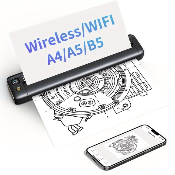 Rongta F81 Portable Thermal Printer, Wireless And Inkless Printing for Smartphones, Laptops, A4/Letter Support, 203 DPI High Resolution, And Travel-Friendly